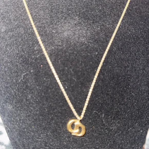 RARE Vintage Christian Dior CD Logo Necklace Signed Germany Gold Tone - Picture 2 of 8